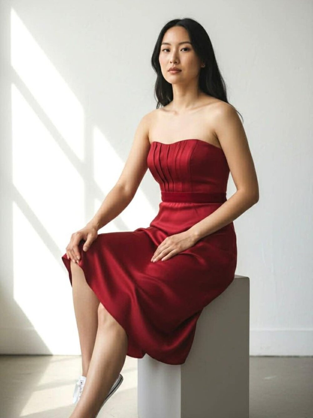 Banana Republic Strapless Red Cocktail Dress with Velvet Waist Band Size 0